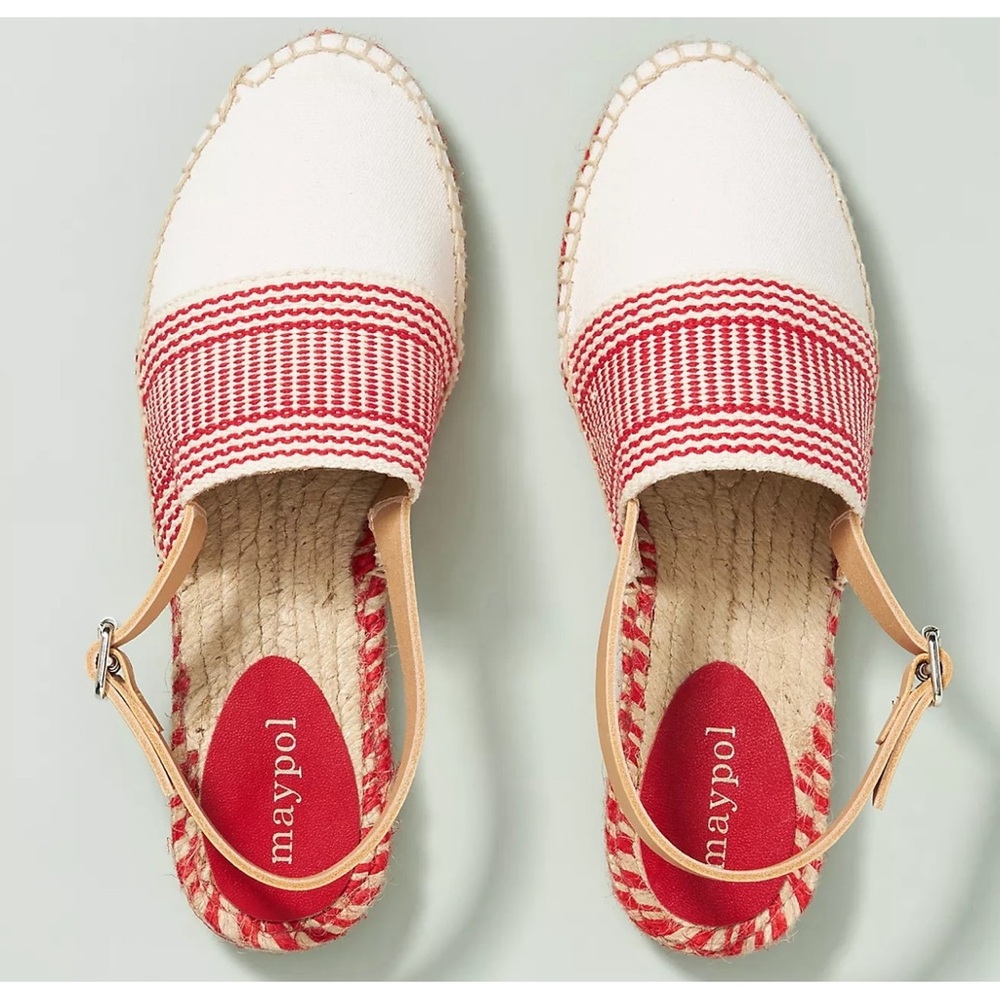 Anthropologie x Maypol Sonny Slingback Red and White Espadrilles NWT SZ 10 - Picture 2 of 16
